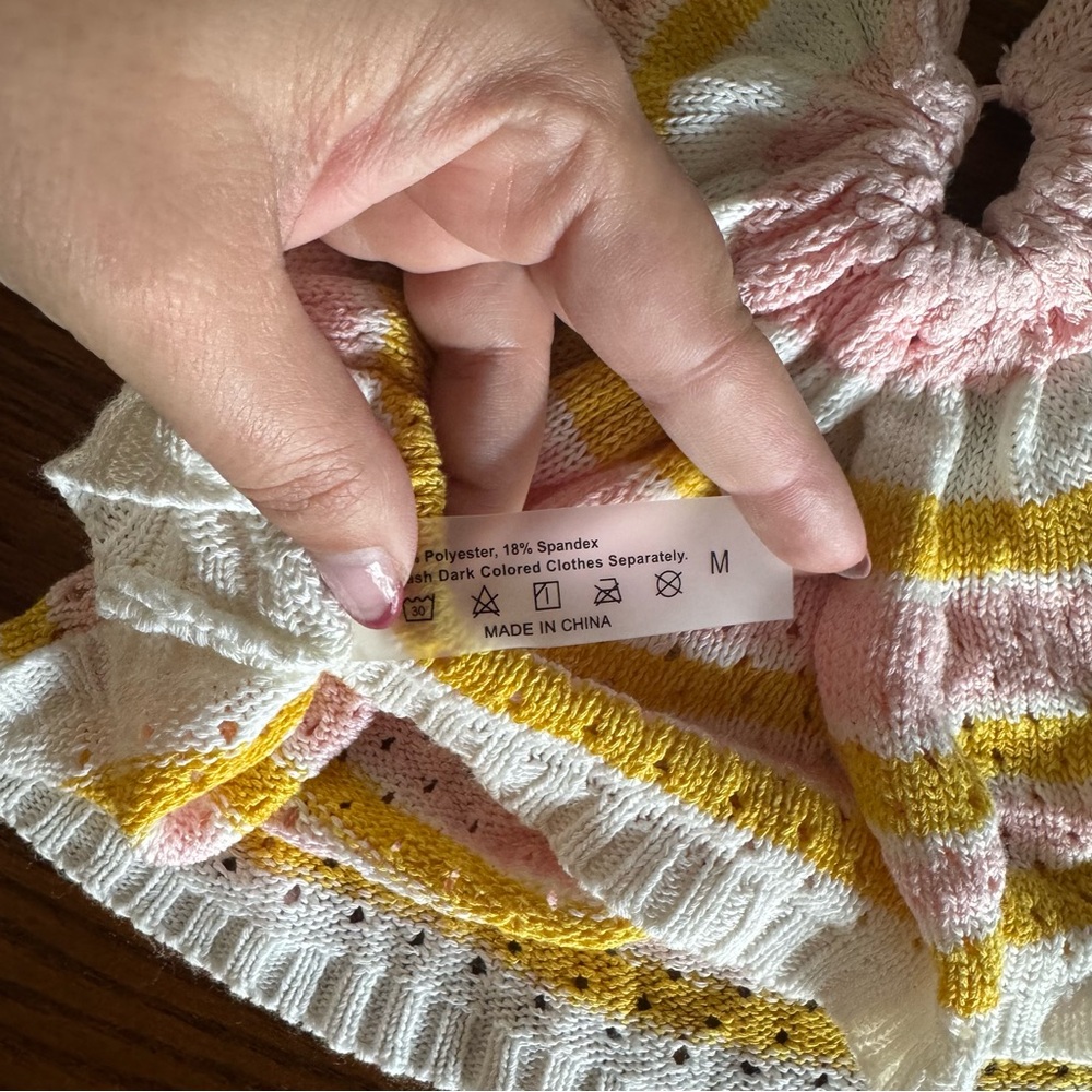 Unbranded Women’s Whimsical Festival White Pink and Yellow Crochet Top Size M - Picture 3 of 5
